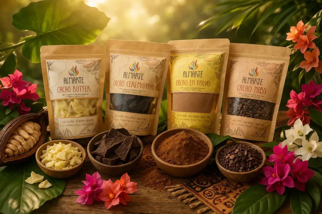 Set de Degustación de Cacao Ceremonial – Pasta, Nibs, Polvo y Manteca (250g Cada uno)